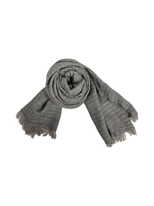 sciarpa donna gessata con micro paillettes grigia Gaynor Bongard | NUOROGRIGIO